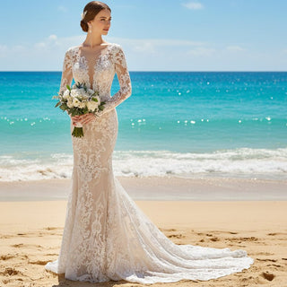 Long Sleeve Lace Wedding Dresses - Rosymae