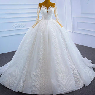 Long Sleeve Wedding Dress with Lace & Beaded Details - Rosymae