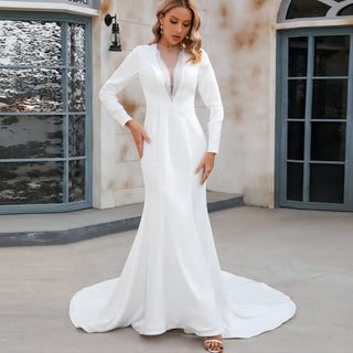 Mermaid Wedding Dress with Sleeves - Rosymae