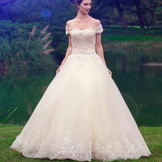 Tulle Ball Gown Wedding Dress with Off-the-Shoulder Neckline