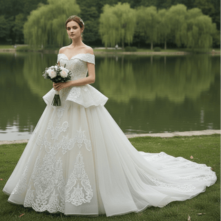 Off Shoulder Ruffle Wedding Dresses & Bridal Gowns - Rosymae