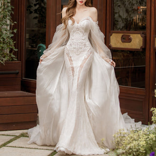 Ethereal Boho Wedding Dress with Puffy Sleeves