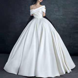 Satin Wedding Dress for Cozy Indoor Winter Ceremony