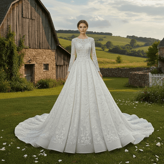 Satin Long Sleeve Wedding Dresses & Bridal Gowns - Rosymae