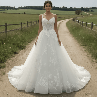 Sexy Sheer Bodice Wedding Dress & Bridal Gown - Rosymae