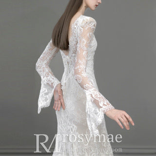 Romantic Lace Wedding Dress with Flutter Sleeves