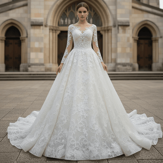 Sheer Long Sleeve Wedding Dresses - Rosymae