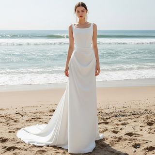 Sheath Wedding Dress with Train