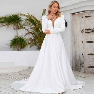 Simple Long Sleeve Wedding Dresses & Bridal Gowns - Rosymae