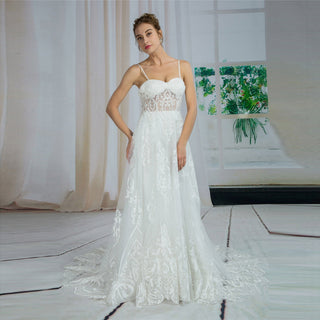 Simple Spaghetti Strap Sheath Beach Wedding Dresses - Rosymae