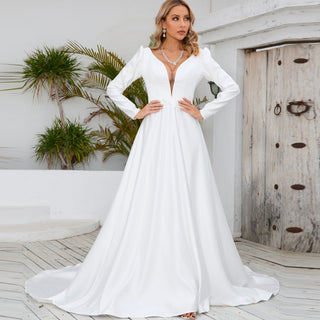 Simple Wedding dresses with Long Sleeves - Rosymae