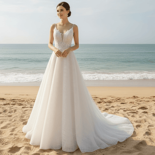 Spaghetti Strap Low Back Wedding Dress - Rosymae