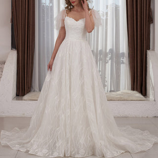Spaghetti Strap Wedding Dress A Line - Rosymae