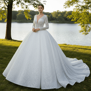 Sparkly Ball Gown Wedding Dress - Rosymae