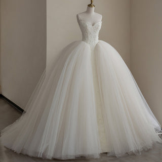 Strapless Wedding Dress Long Sweetheart Tulle Bridal Gown - Rosymae