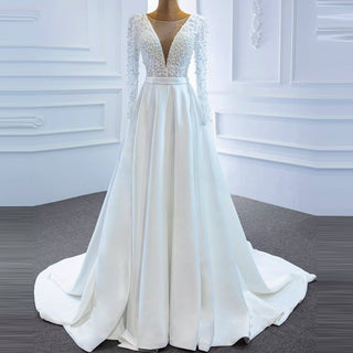 Understated Elegance – Minimal Wedding Dress with Train - Rosymae