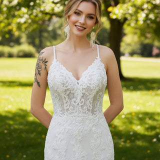 Vintage Lace Wedding Dress with Button Back Detail - Rosymae