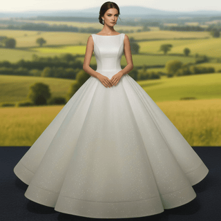 1920s Vintage Scoop Neckline Vintage Wedding Dress with Timeless Look - Rosymae