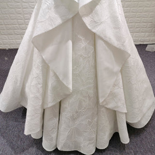 1920s Vintage Unique Design Ruffle Skirt Long Sleeve Wedding Dress with Suit Collar - Rosymae