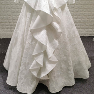 1920s Vintage Unique Design Ruffle Skirt Long Sleeve Wedding Dress with Suit Collar - Rosymae