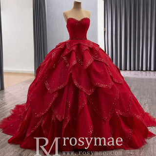 2 in 1 Quinceanera Dresses Organza Ball Gown Flower Luxury Party Gowns - Rosymae
