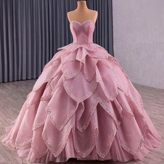 2 in 1 Quinceanera Dresses Organza Ball Gown Flower Luxury Party Gowns - Rosymae