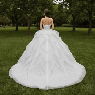 2 in 1 Quinceanera Dresses Organza Ball Gown Flower Luxury Party Gowns - Rosymae