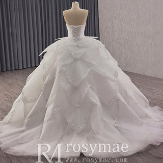 2 in 1 Quinceanera Dresses Organza Ball Gown Flower Luxury Party Gowns - Rosymae