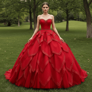 2 in 1 Quinceanera Dresses Organza Ball Gown Flower Luxury Party Gowns - Rosymae
