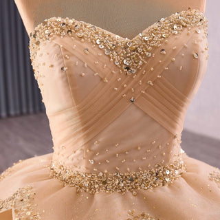 2 in 1 Quinceanera Dresses Organza Ball Gown Flower Luxury Party Gowns - Rosymae