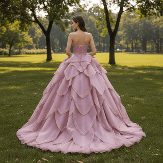 2 in 1 Quinceanera Dresses Organza Ball Gown Flower Luxury Party Gowns - Rosymae