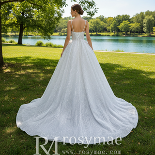 Shimmering Mermaid Wedding Dress with Detachable Train