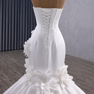 Mermaid Wedding Dress with Sculpted Sweetheart Bodice and 3D Floral Appliqués