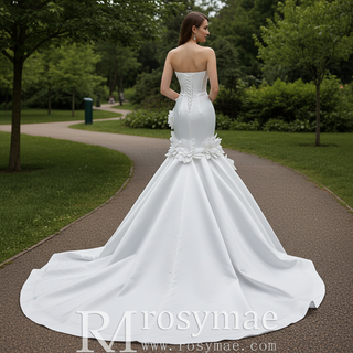 Mermaid Wedding Dress with Sculpted Sweetheart Bodice and 3D Floral Appliqués