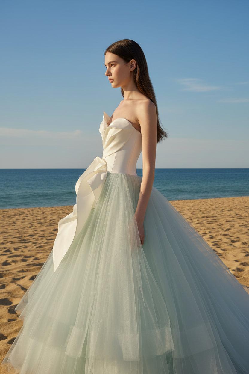 Light Green Long Gown Ruched Satin Tulle Homecoming Dress Rosymae Light Green Long Gown Ruched Satin Tulle Homecoming Dress Rosymae