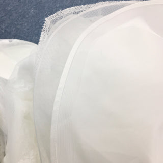 V-neck Lace Open-Back A-Line Wedding Dress with Scalloped Hem