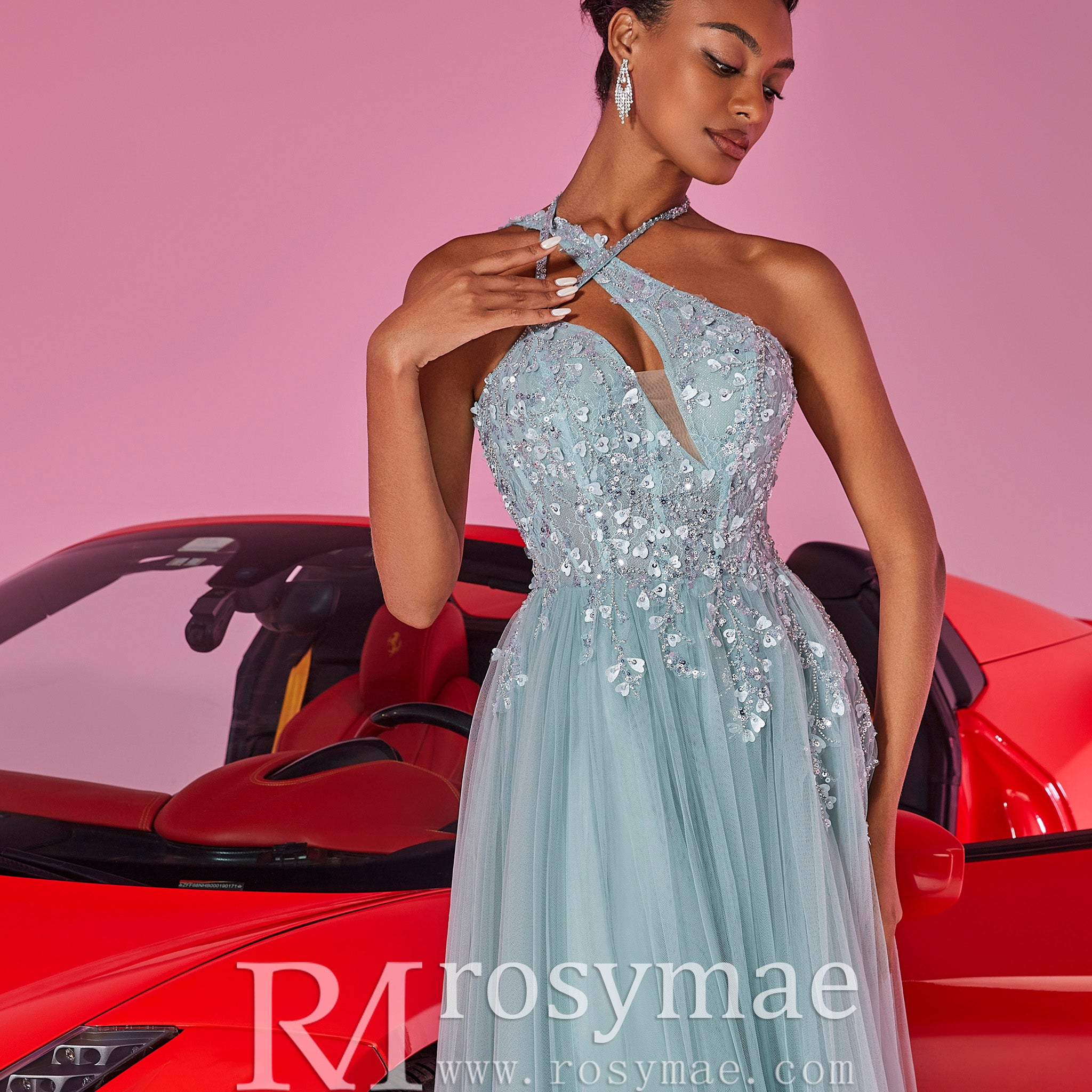 Elegant Column Slit Formal Dresses Thigh Split Evening & Prom Gowns Powder Blue / S Elegant Column Slit Formal Dresses Thigh Split Evening & Prom Gowns Powder Blue / S