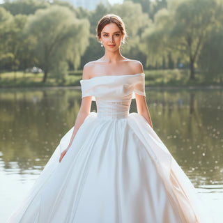 Asymmetrical Neckline Ball Gown Wedding Dress Off Shoulder Rosymae Asymmetrical Neckline Ball Gown Wedding Dress Off Shoulder Rosymae