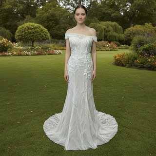 Elegant Asymmetrical Neckline Mermaid Wedding Dresses & Gowns