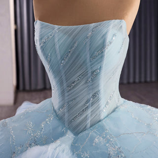Ruffles Babay Blue Quinceanera Dress Robes De Soirée Vestidos De 15 Anos