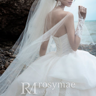 Ball Gown Layered Ruffle Wedding Dress for Beach Wedding