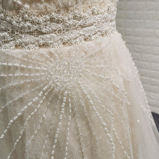 Backless Mermaid Wedding Dress with Spaghetti Straps & Train