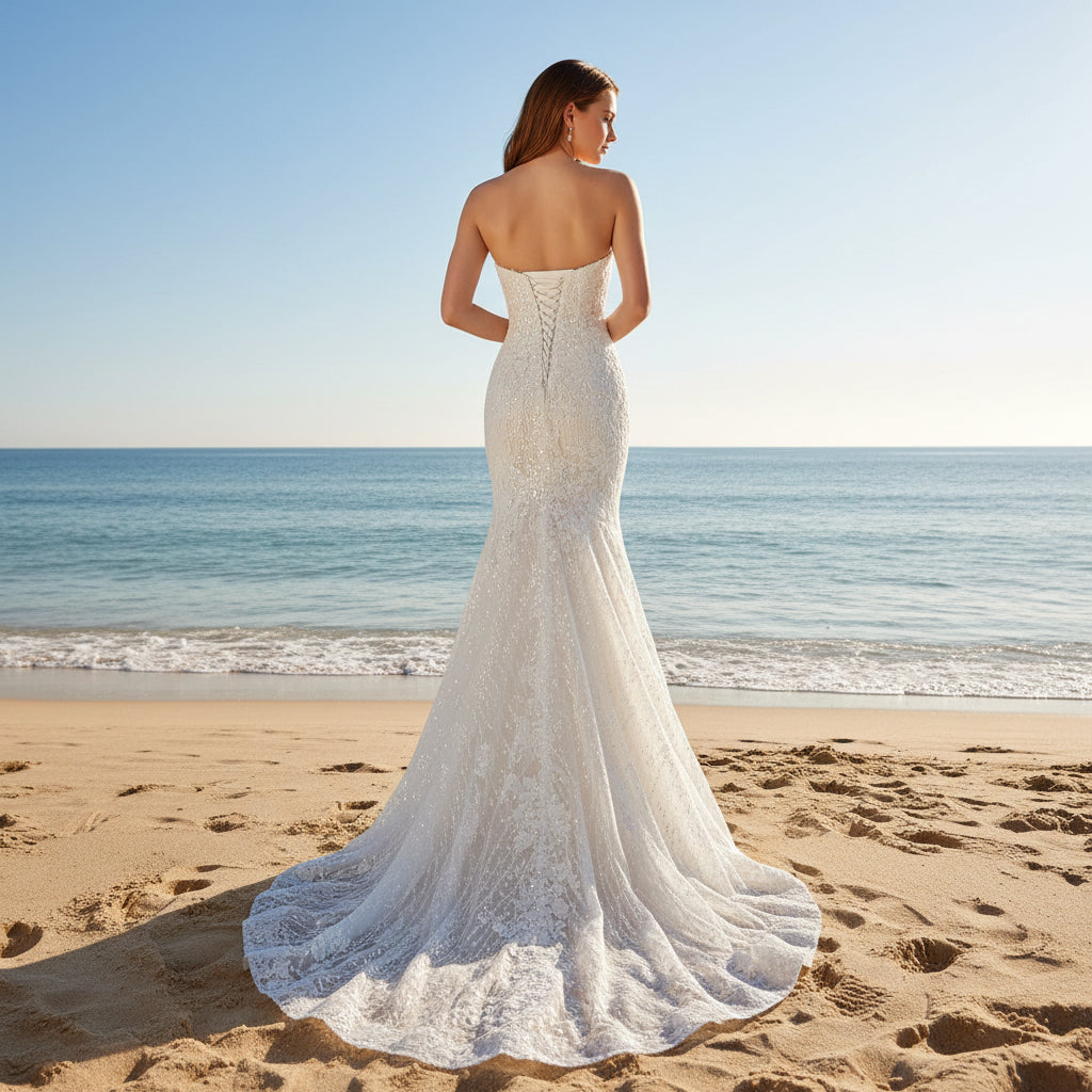 Strapless Lace Mermaid Wedding Dress with Sweetheart Neckline Rosymae Strapless Lace Mermaid Wedding Dress with Sweetheart Neckline Rosymae