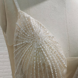 Backless Mermaid Wedding Dress with Spaghetti Straps & Train