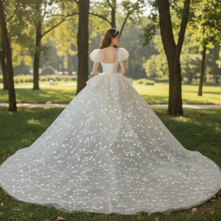 Short Puff Sleeve Ballgown Wedding Dresses Princess Wedding Gowns