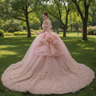 Gorgeous Blush Handmade Beading Wedding Dress Quinceanera Gown