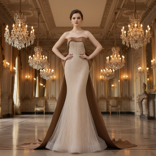 Women's Strapless Mermaid Evening Dress Beaded Rhinestones