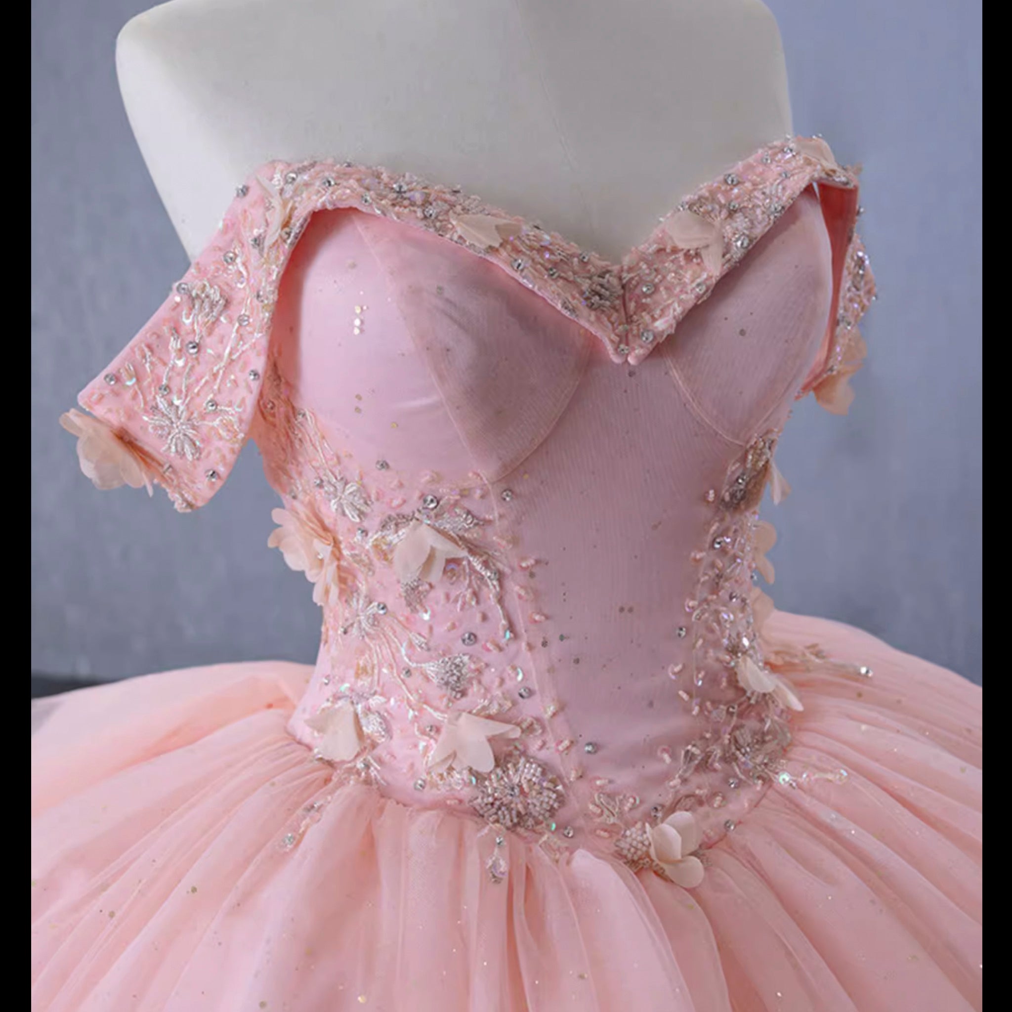 Gorgeous Blush Handmade Beading Wedding Dress Quinceanera Gown Blush / 18 Gorgeous Blush Handmade Beading Wedding Dress Quinceanera Gown Blush / 18