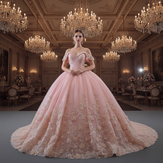 Gorgeous Blush Handmade Beading Wedding Dress Quinceanera Gown