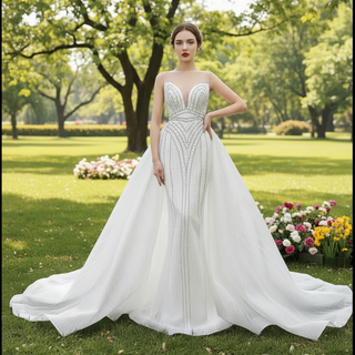Gorgeous Mermaid Wedding Dress with Detachable Skirt